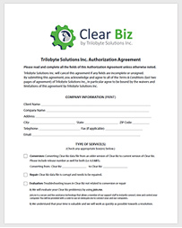 Clear Biz Authorization Agreement Picture