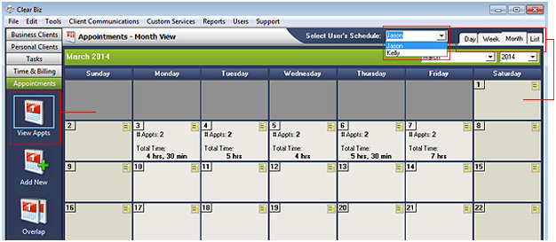 Appointments Calendar Screenshot