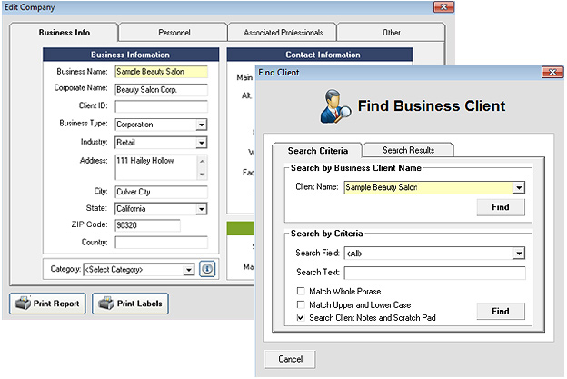 Search & Edit Your Clients Screenshot