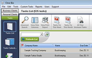 Client Tasks Screenshot