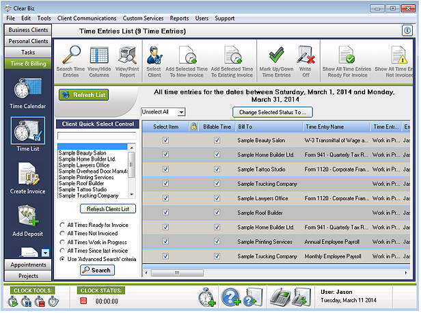 Time & Billing Screenshot