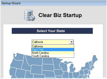 Clear Biz Startup Screenshot (Select State)