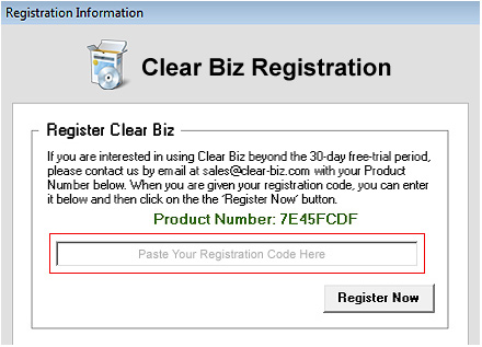 Register Clear Biz Screenshot