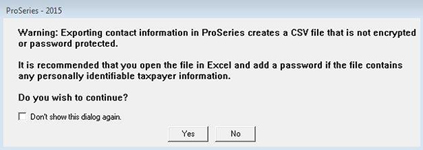 Export ProSystem Screenshot (Step 1)