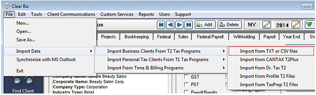 Importing text/CSV File Link Screenshot