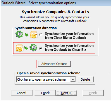 Synchronize with Outlook Screenshot (Step 3)